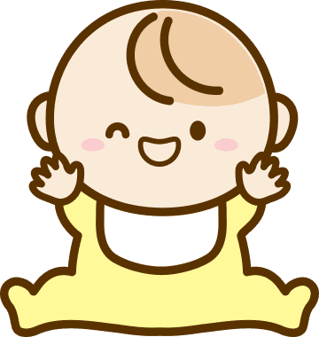 笑顔で手をふる赤ちゃんのイラスト