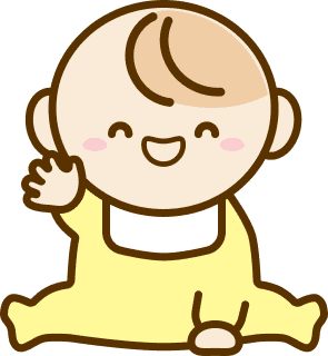 笑顔で手をふる赤ちゃんのイラスト